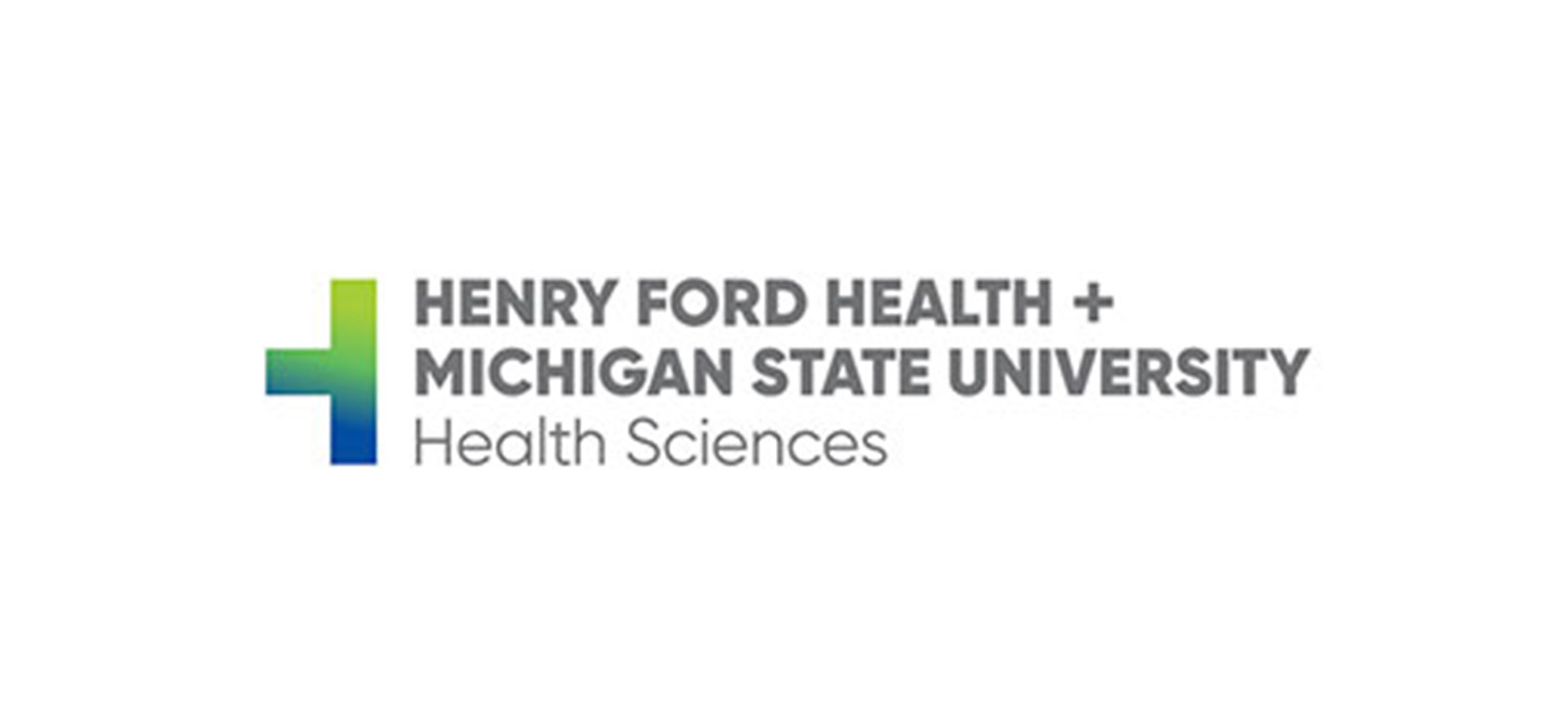 A logo of the Henry Ford Health + Michigan State University Health Sciences