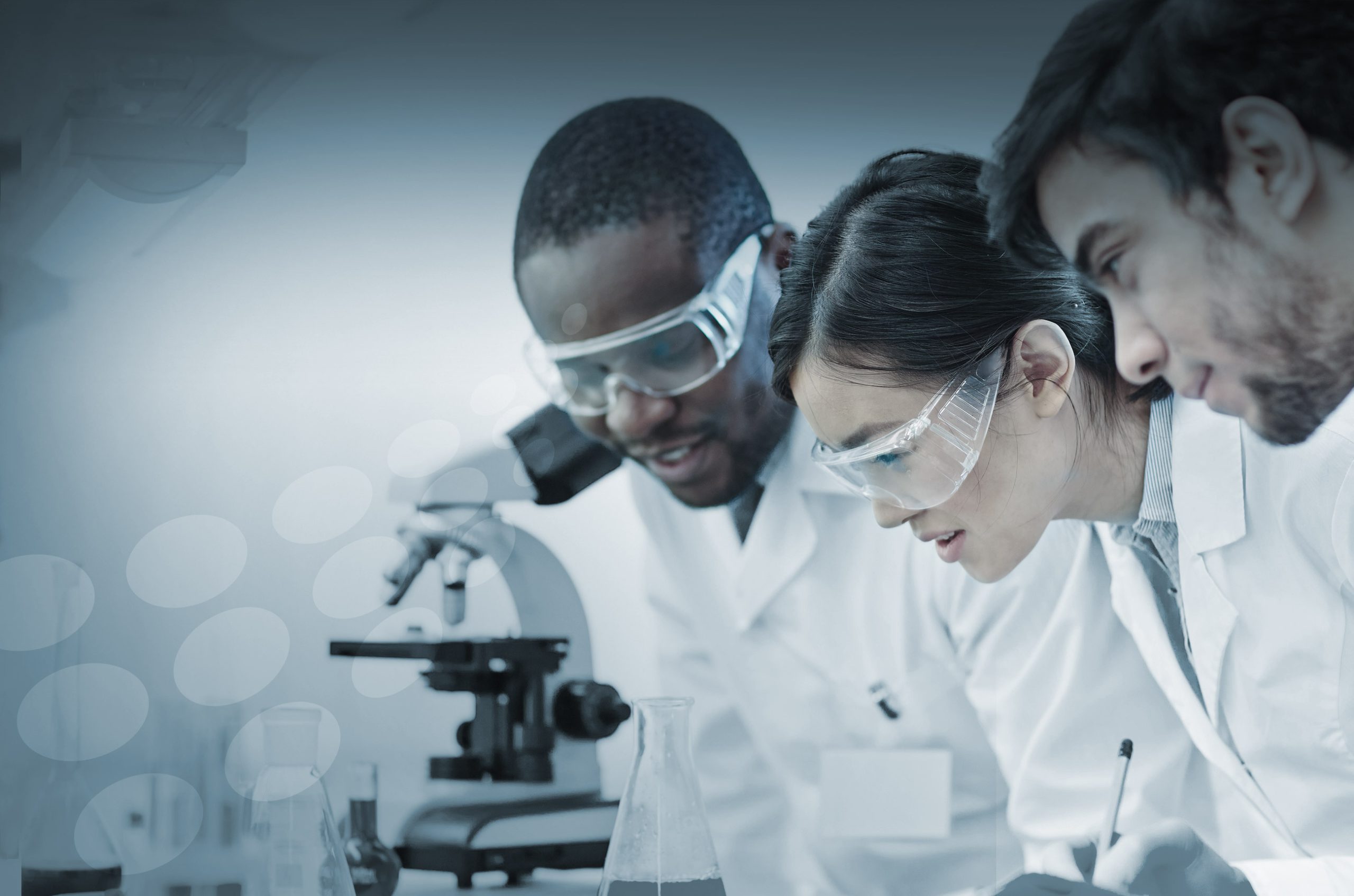 MSU Oncofertility scientists looking at a microscope