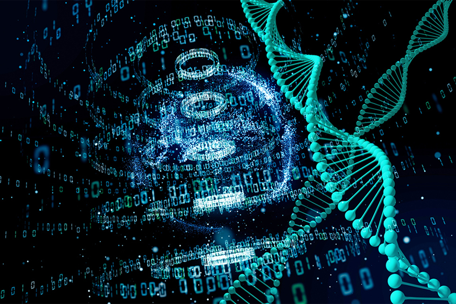 A graphic rendering of a DNA strand