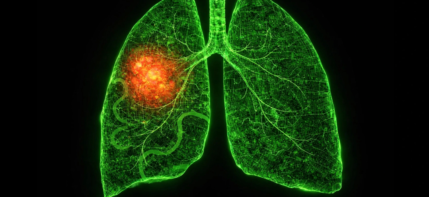 A lung diagram with streetview inside and red effected area